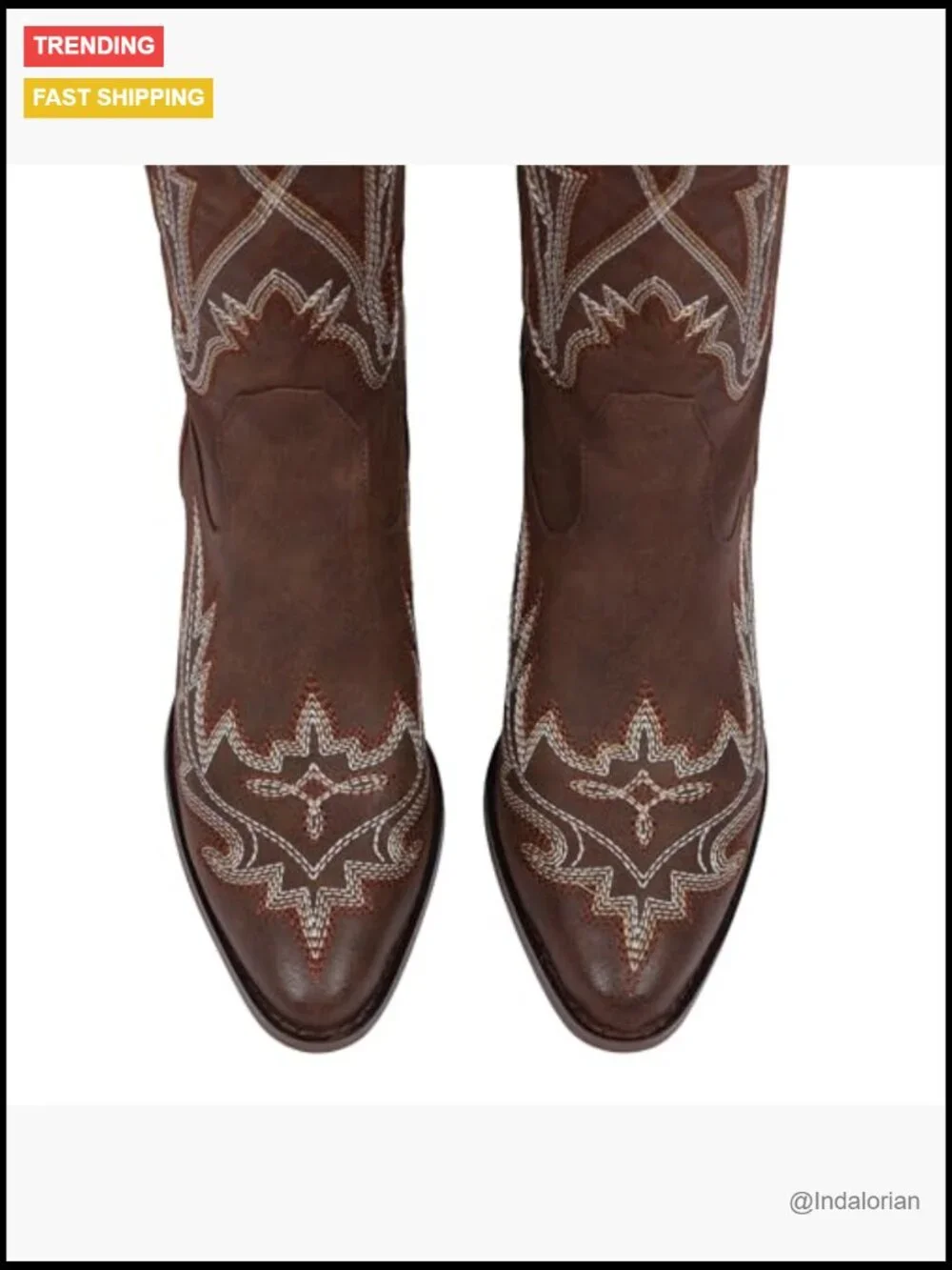 Thigh High Cowgirl Boots Embroidered Chunky Heel Side Zip Over the Knee Western